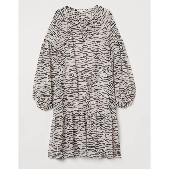 H&M MAMA Zebra Print Chiffon Maternity Dress Size S/M - Picture 1 of 8